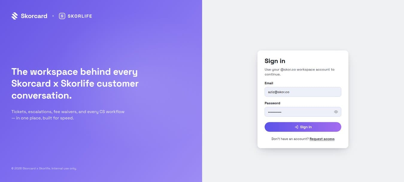 Skorcard CS Tools Portal screenshot
